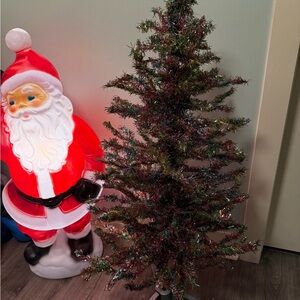 Vintage MCM Multi-Color Tinsel Target Corp 4' Christmas Tree With Storage Tube